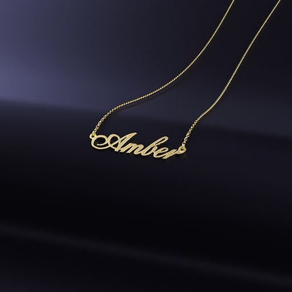 Amber name best sale necklace