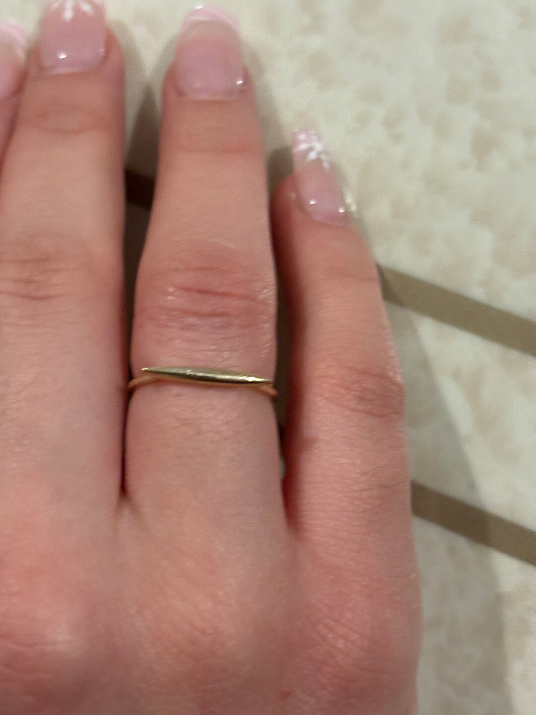 14K Solid Gold Bar Ring / Rectangle Bar Stacking Ring / Dainty Knuckle ...