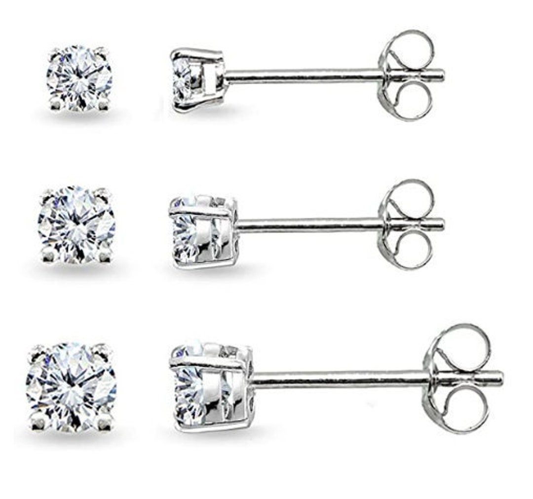 Buy Revere 9ct White Gold Round Cubic Zirconia Stud Earrings | Womens  earrings | Argos