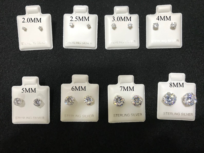 Sterling Silver Round Cut Diamond Sparkling Stud Earrings / Hypoallergenic / Simple Earrings / Nickel Free Studs / AAA+ Clear Round CZ 