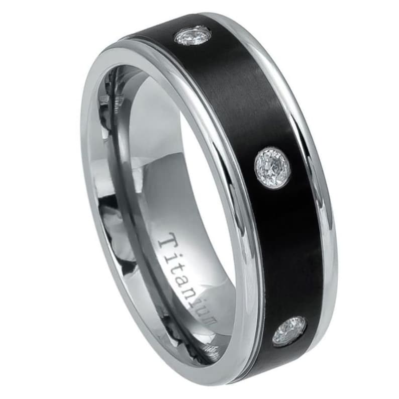 Titanium Notched Black Ip-plated 8mm Brushed And Polished Band Box