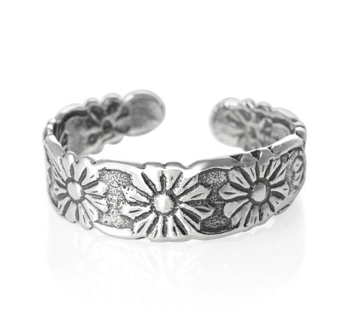 Sterling Silver 925 Adjustable Flower Toe Ring Brand New - Etsy