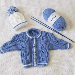 Sylvia Parker Aran Baby Knitting Pattern Cardigan and Hat