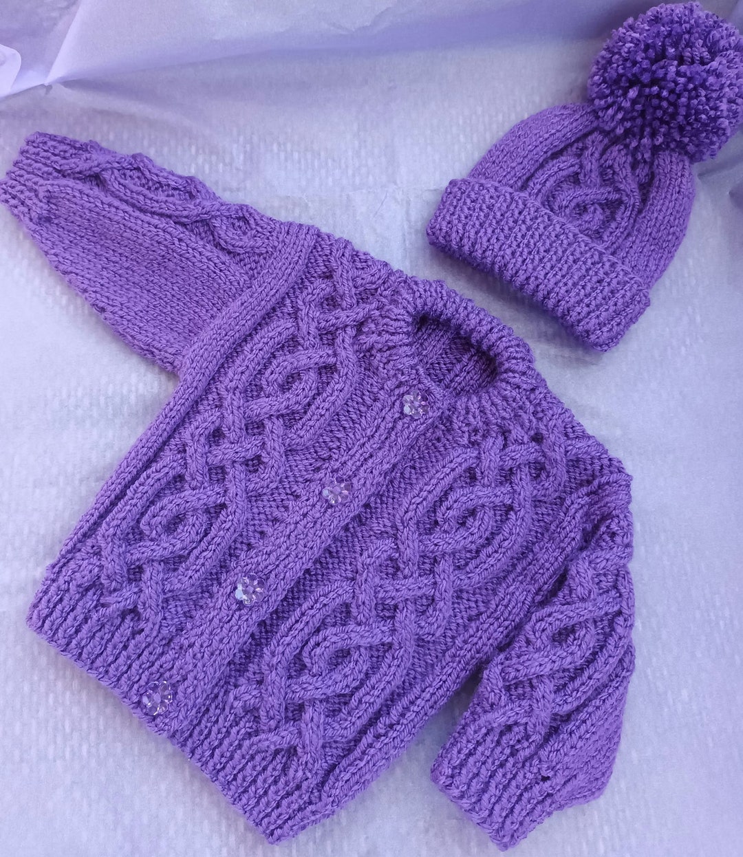 Castlefin Baby Aran Knitting Pattern Cardigan and Hat Etsy