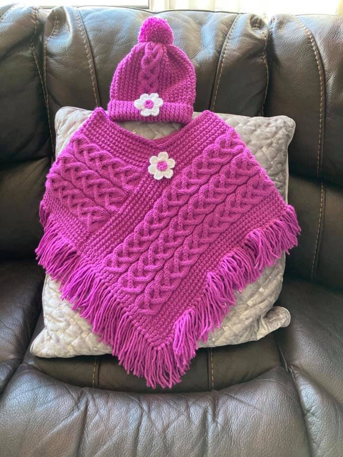 Donegal Aran Knitting Pattern Poncho and Hat Etsy