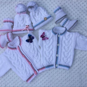 Mammys Love Baby Aran Knitting Pattern Cardigan Hat