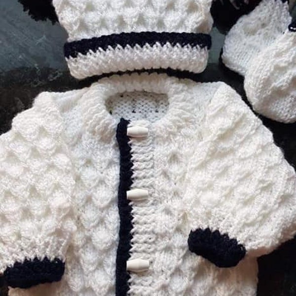 Fountainstown - Baby Aran Knitting Pattern Cardigan & Hat