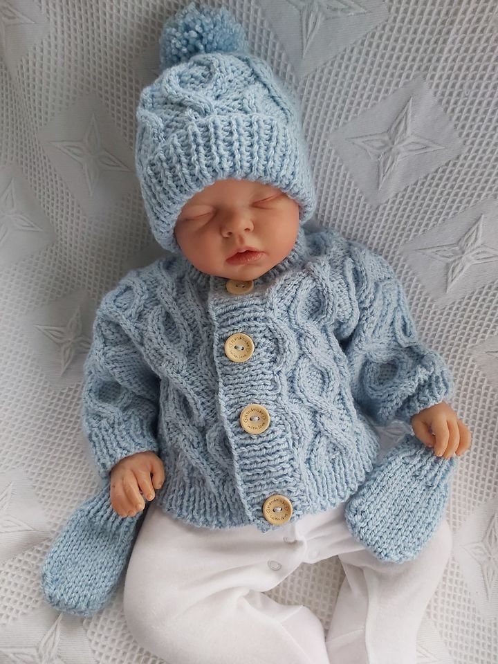 Crosshaven Baby Aran Knitting Pattern Cardigan Hat | Etsy