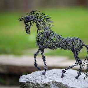 Metal Sculpture, Wire Art, Horse Sculpture, Miniature Animals, Horse Decor, Industrial Decor, Birthday Gift, Wire Horse, Horse Figure