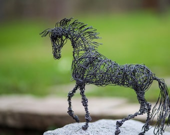 Metal Sculpture, Wire Art, Horse Sculpture, Miniature Animals, Horse Decor, Industrial Decor, Birthday Gift, Wire Horse, Horse Figure