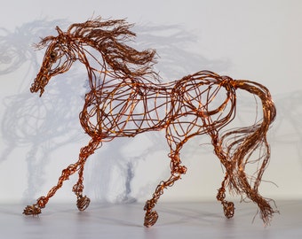 Horse Decor, Horse Art, Horse Sculpture, Horse Art, Wire Horse, Modern Decor, Copper, Horse Figurine, Horse Lover Gift, Wire Animal Art