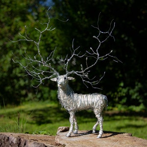 Deer Sculpture, Deer Decor, Home Gift, Wire Art, Christmas Gift, Animal Sculpture, Animal Figurine, Collector Gift