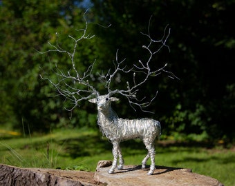 Deer Sculpture, Deer Decor, Home Gift, Wire Art, Christmas Gift, Animal Sculpture, Animal Figurine, Collector Gift