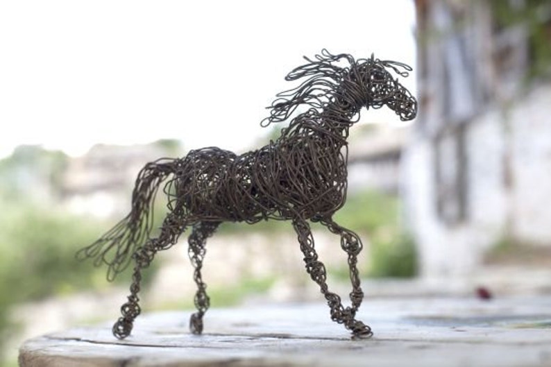 Father's Day Gift, Horse Sculpture, Birthday Gift, Horse Gift, Horse Art, Wire Art, Wire Animal Sculpture, Horse Decor, Horse Home Decor image 1