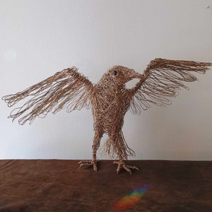 Crow Sculpture, Raven Sculpture, Wire Animal, Bird Figurine, Wire Sculpture, Bird Lover Gift, Animal Sculpture, Bird Collectible image 1