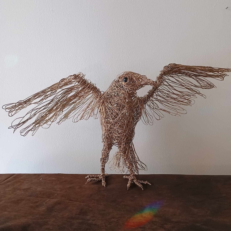 Crow Sculpture, Raven Sculpture, Wire Animal, Bird Figurine, Wire Sculpture, Bird Lover Gift, Animal Sculpture, Bird Collectible image 1