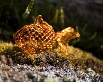 Fish Sculpture, Fish Figurine, Golden Fish, Wire Animal, Finding Nemo, Small Fish, Sea Creature, Fish Art, Gift For Her, Metal Fish Art