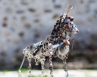 Steampunk Decor, Recycled Animal Art, Metal Horse, Upcycled Metal Art, Art Figurine, Horse Figurine, Horse Decoration, Industrial Sculpture