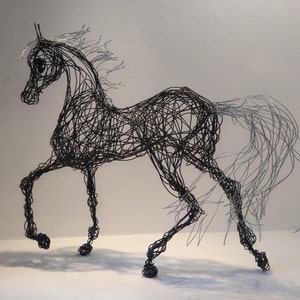 Arabian Black Horse, Horse Sculpture, Wire Art, Father Gift, Graduation Gift, Animal Lover Gift, Wire Horse Collectibles, Horse Art