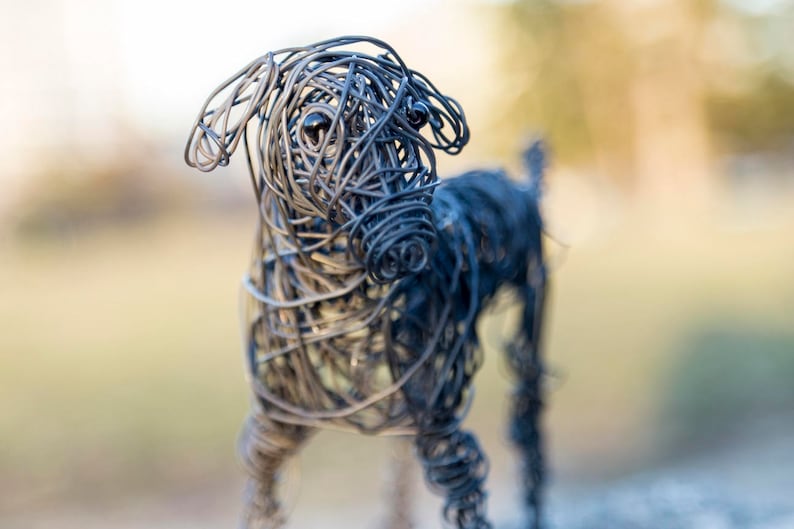Dog Sculpture Dog Ornament Wired Metal Art Dog Figurine Etsy