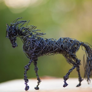 Black Horse Decor, Horse Sculpture, Father Gift, Horse Figurine, Graduation Gift, Animal Lover Gift, Wire Horse Collectibles, Horse Art