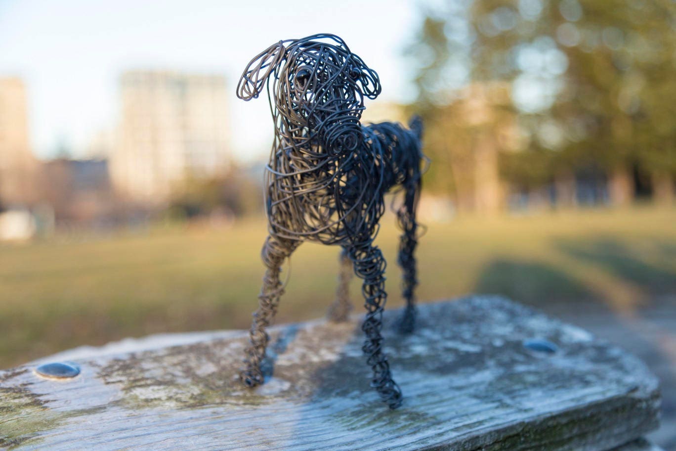 Dog Sculpture, Dog Ornament, Wired Metal Art, Dog Figurine