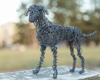 Dog Sculpture, Dog Ornament, Wired Metal Art, Dog Figurine, Metal Dog Art, Black Dog, Animal Figurine Gift, Wired Figurine, Dog Lover Gift