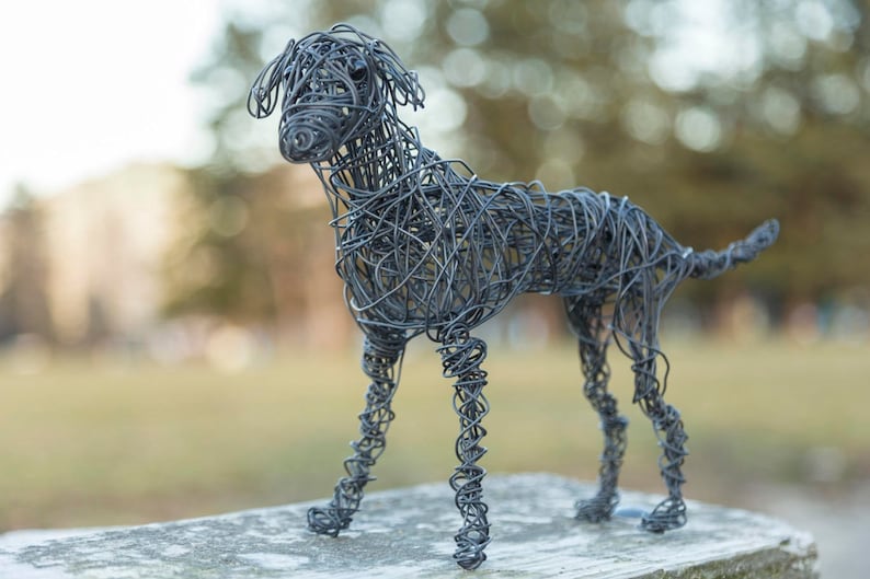 Dog Sculpture Dog Ornament Wired Metal Art Dog Figurine Etsy