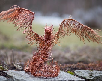 Phoenix Bird, Wire Animal Bird, Mythical Creature, Fantasy Art, Wire Figurine, Bird Sculpture, Greek Mythology, Bird Figurine, Birthday Gift