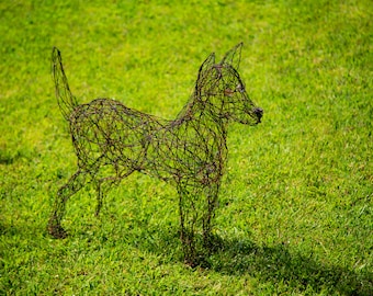 Hond draad sculptuur, draadkunst, Holiday Gift, hond kunst, dierlijke Gift, Zodiac, Year of The Dog