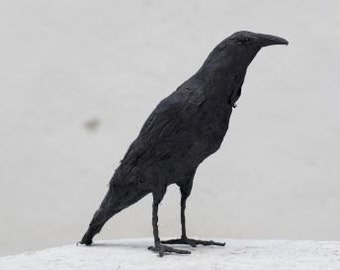 Paper Mache Sculpture, Raven Sculpture, Father&#39;s Day, Crow Sculpture, Bird Sculpture, Animal Sculpture, Raven Figurine, Paper Mache Animal