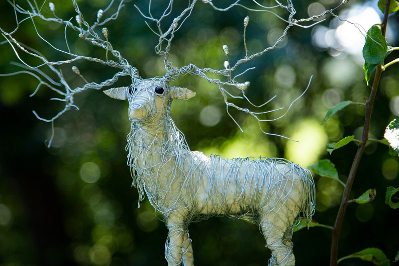 Deer Sculpture Deer Decor Home Gift Wire Art Christmas - Etsy