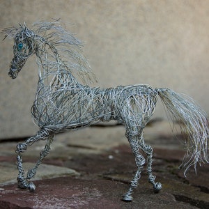 Unicorn Sculpture, Metal Art Sculpture, Crystal Wire Art, Unicorn Gift, Unicorn Figurine, Horse Sculpture
