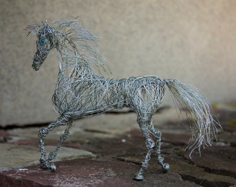 Unicorn Sculpture, Metal Art Sculpture, Crystal Wire Art, Unicorn Gift, Unicorn Figurine, Horse Sculpture