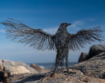 Crow Sculpture, Raven Sculpture, Wire Animal, Bird Figurine, Wire Sculpture, Bird Lover Gift, Animal Sculpture, Bird Collectible