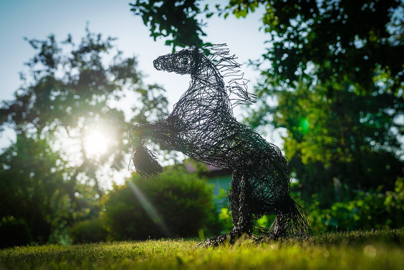 クライズデール馬、馬の彫刻、ワイヤー馬、ワイヤーアート、馬好きへの