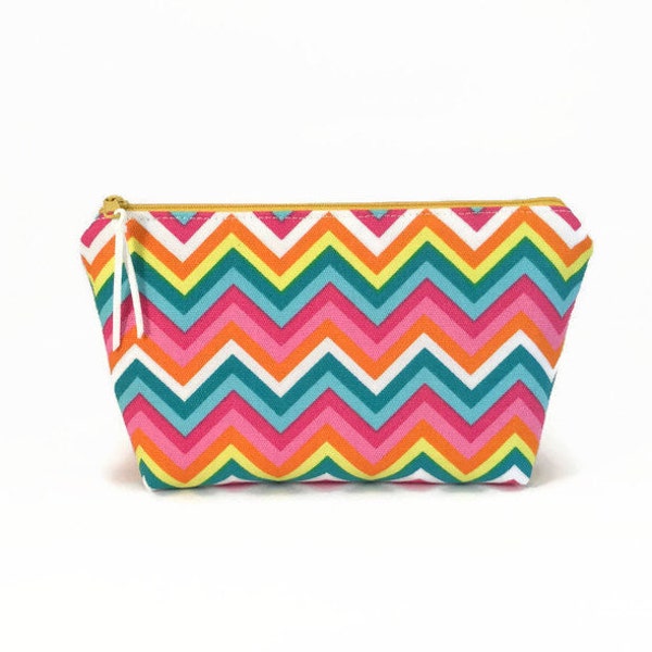 Makeup case, Small cosmetic bag, Cosmetic case, Chevron Makeup bag, Makeup case, Makeup storage, Makeup pouch, Gift for teen, Teen girl gift