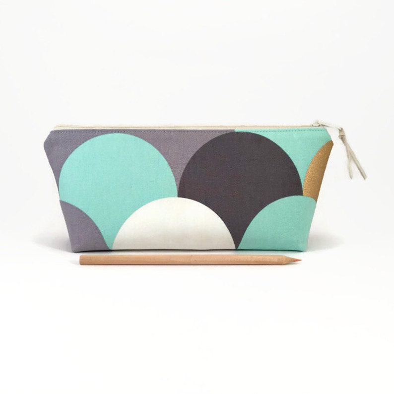 Pencil Case Pouch Desk Accessories Metallic Gold Image 0