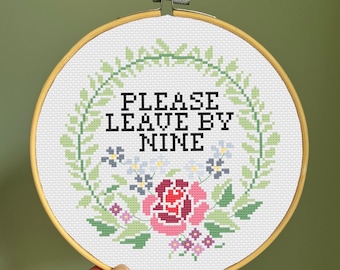 Modèle de point de croix Please Leave by Nine : décoration florale à faire soi-même (téléchargement PDF)