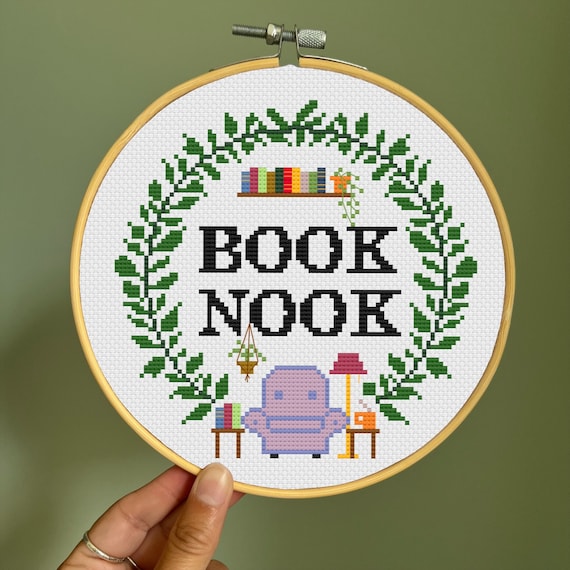 Book Nook Cross Stitch Pattern: Reading Lover DIY (PDF Download)