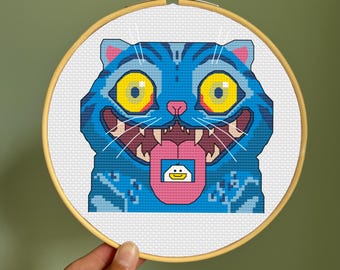 Derpy Tiger Cross Stitch Pattern: K-Pop Demon Hunters Inspired (PDF Download)