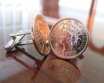 U.S. Vintage Indian Head Penny Coin Cufflinks