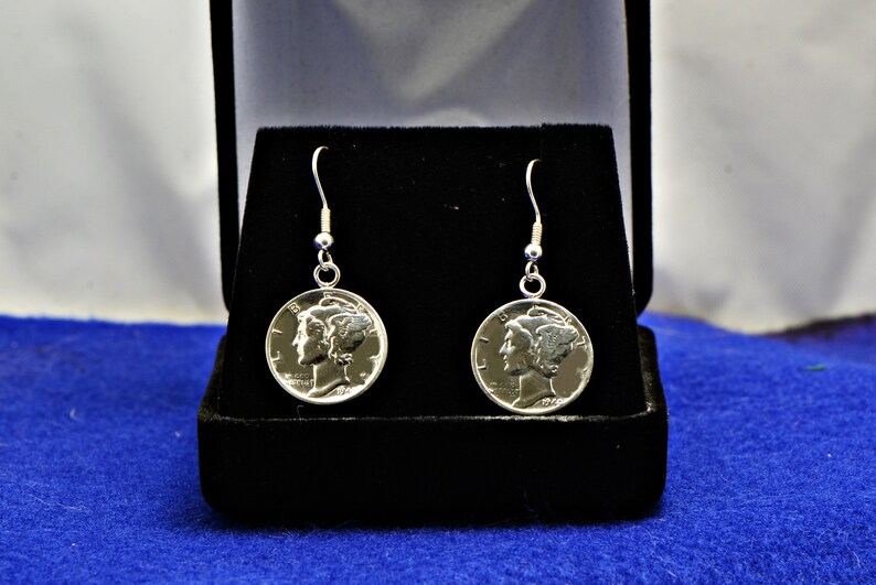 Mercury Dime Silver Coin Earrings image 1