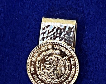 Mexican Silver Un Peso hinged hammered Coin Money Clip