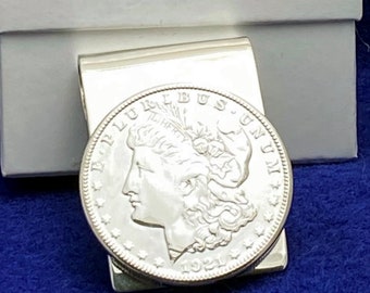 Silver Handmade Hinged U.S. Morgan Silver Dollar Coin Money Clip