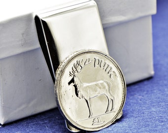Irish 1 Punt Coin Deer Money Clip