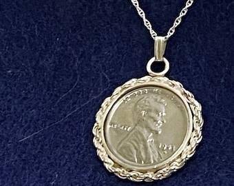 US WW II 1943 Steel Penny Coin Necklace