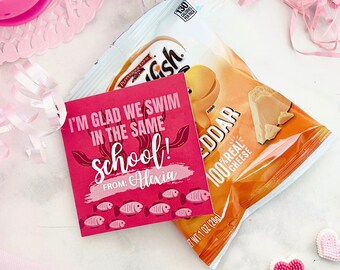 Goldfish Printable Valentine Tags, Personalized School Valentine, Non-Candy Printable Valentines, Toddler Valentines, Goldfish Valentine Tag