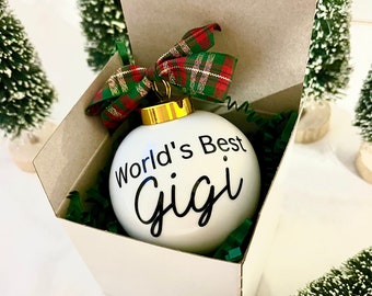 Personalized Grandparent Christmas Ornament, Porcelain Gift