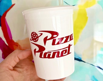 Pizza Planet Party Cups, Toy Story Themed Birthday Party, Pizza Planet Party Decor, Kids Party Cups, Two Infinity & Beyond Birthday